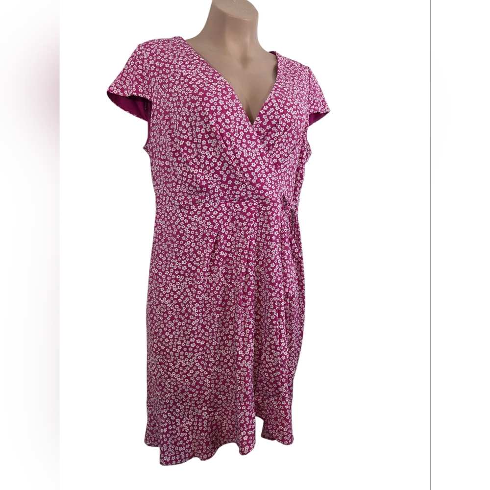 Jessica Howard Pink White Floral Texture Faux Wrap Spring Dress New With Tags - Picture 2 of 14